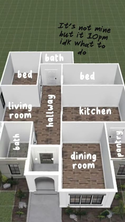 Just a nice floor plan Bloxburg Home, Bloxburg House Ideas Layout, Free House Design, House Decorating Ideas Apartments, Small House Layout, Simple Bedroom Design, Tiny House Layout, Diy House Plans, Sims 4 House Design