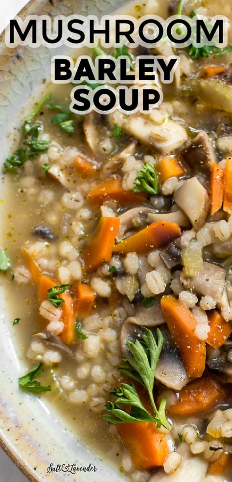 Vegetarian Barley Soup, Barley Recipe Healthy, Mushroom Barley Soup Recipe, Barley Soup Recipe, Mushroom Barley, Mushroom Barley Soup, Barley Recipe, Mushroom Soup Recipes, Vegan Mushroom