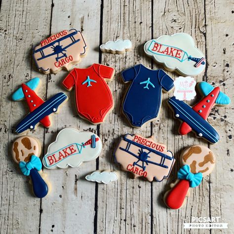 Vintage Airplane Baby Shower Theme, Airplane Baby Shower Theme, Vintage Airplane Baby Shower, Airplane Cookies, Planes Birthday Party, Funny Birthday Wishes, Car Cookies, Fun With Food, Planes Birthday