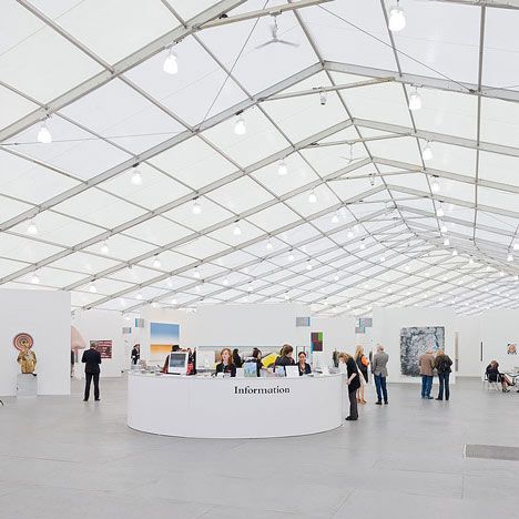 A tent by Brooklyn architects. Picture:from Dezeen Frieze Art Fair London, Frieze Art Fair, Tent Fabric, Tent Design, Architecture And Design, Art Google, Design Firms, Art Fair, White Painting