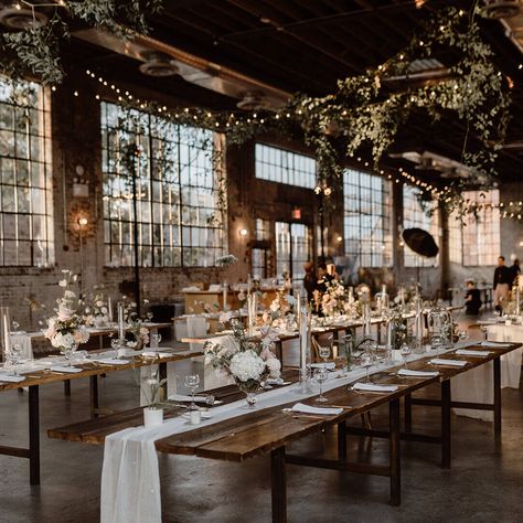 Industrial wedding venues provide modern, elegant places to get married. Check out the best industrial wedding venues here. Old Bank Wedding, Industrial Wedding Decor, Industrial Chic Wedding, Industrial Wedding Venues, Wedding Rentals Decor, Modern Wedding Venue, Warehouse Wedding, Rooftop Wedding, Weddings By Color