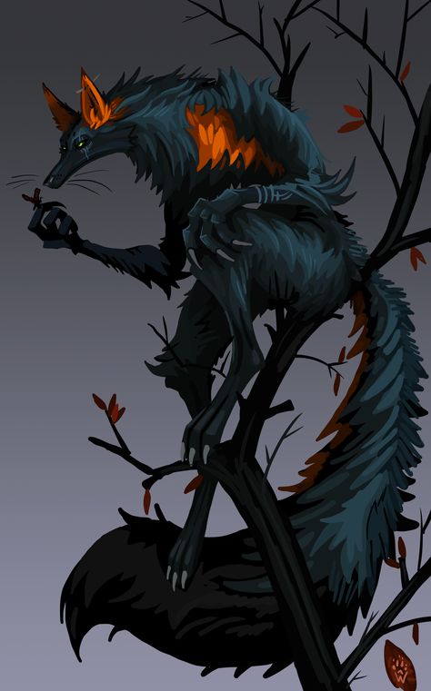 Fox Monster Art, Kitsune Monster, Kitsune Dnd, Ability Ideas, Fox Demon, Fox Monster, Creature Artwork, Fiction Idea, Dnd Monsters