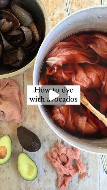 Rebecca Desnos 🌿 Natural Dyeing on Instagram: "Avocado Dye 🥑 Have you tried it before? 

✍️ Leave a comment with “FINGERTIPS” and I’ll send you a link to check out my book Botanical Colour at your Fingertips 📒 It includes my avocado dye recipe, along with tips on dyeing with lots of other plants.

Now, let’s talk more about avocado dye:

🥑 I started this pot of dye with 9 avocado stones/pits that I’d been storing in a jar in the fridge. 

🥑 In the dye pot, the colour starts off as a dull beige and gradually oxidises to a brighter pink. The key with avocado dye is to be patient and keep reheating the dye and leaving it to oxidise. This dye took about 36 hours to turn pink.

🥑 This is the dyeing method that I show in my first book, BOTANICAL COLOUR AT YOUR FINGERTIPS (available in prin Uses Of Rosemary, Avocado Dye, Avocado Types, Rosemary Hair Growth, Soya Milk, Avocado Dyeing, Hair Growth Spray, Local Fruit, Pink Dye