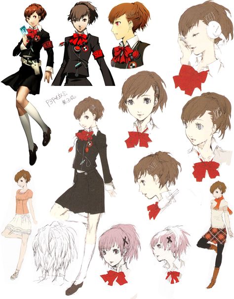 Persona 3 - Minako Arisato / Kotone Shiomi Persona 3 Character Design, Persona Character Sheet, Minako Persona 3, Persona 3 Uniform, Sae Nijima Fanart, Persona 3 Minako Arisato, Aigis Persona 3 Official Art, Persona Reference Sheet, Saori Hasegawa Persona 3