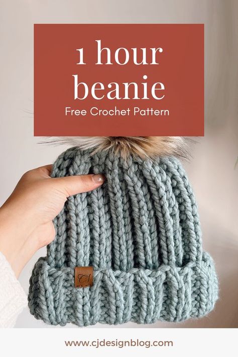 Crochet Hats Free Pattern Ladies, Bulky Yarn Patterns, Bulky Yarn Crochet, Chunky Crochet Hat, Chunky Yarn Crochet, Beanie Pattern Free, Crochet Beanie Pattern Free, Easy Crochet Hat, Crochet Winter Hats