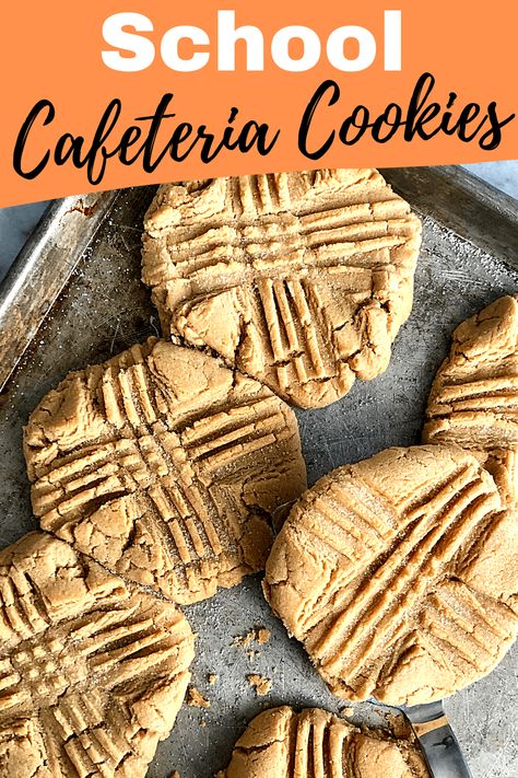 Remember those ginormous peanut butter cookies the lunch ladies used to make back in the day? Well, here's the recipe...straight from the school cafeteria! Perfect for afternoon treats at home, or to take to a friend in need. #schoolcafeteriacookies #peanutbuttercookies | QuicheMyGrits.com Cafeteria Cookies, School Cafeteria Food, Homemade Peanut Butter Cookies, Making Peanut Butter, School Lunch Recipes, Cafeteria Food, Best Peanut Butter Cookies, Drink Inspiration, Peanut Butter Cake