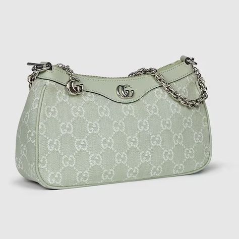 Ophidia GG small shoulder bag in pale green denim | GUCCI® BE Gucci Side Bag, Ophidia Gg Small Shoulder Bag, Gucci Ophidia Bag, My Style Bags, Gucci Ophidia, Bags Gucci, Designer Crossbody, Side Bags, Designer Crossbody Bags