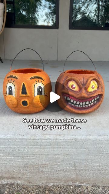 Kimberly Glauninger on Instagram: "🎃 Vintage paper mache pumpkins inspired by a video we saw from @sibster 🧡

We made these over the course of multiple days, and while it was super tedious, it was simultaneously super fun and therapeutic! It’s also always fun to create together with my hubby. This is the perfect fall/halloween activity to do with friends and family! @jakegeephoto 

#halloween #vintage #cuphead #vintagepumpkin #pumpkin #pumpkindecor #pumpkindecorating #pumpkincarving #rubberhose #rubberhosestyle #halloweendiy #halloweencraft #fall #falldecor #fallcraft #falldiy #jackolantern" Paper Mache Pumpkins, Vintage Pumps, Making Paper Mache, Halloween Diy Crafts, Diy Vintage, Halloween Activities, Fall Diy, Paper Mache, Pumpkin Decorating