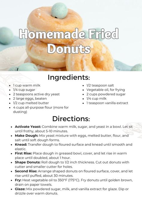 Indulge in our homemade fried donuts recipe! These fluffy, golden treats are easy to make and perfect for satisfying your sweet tooth. Enjoy fresh, warm donuts anytime. Check more at https://chefrecipecards.com/desserts/homemade-fried-donuts-recipe/ Homemade Deep Fried Donuts Recipe, Yeast Doughnut Recipe Fried, Recipe For Donuts Easy, Homemade Funyuns Recipe, Donut Shop Recipes, Homemade Fried Donuts Recipes, Fluffy Donut Recipe Fried, Small Batch Donuts Recipes, Home Made Doughnuts Recipes