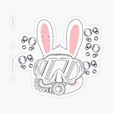 Get my art printed on awesome products. Support me at Redbubble #RBandME: https://www.redbubble.com/i/sticker/Scuba-Rabbit-by-Pursue-Joy/75357593.O9UDB?asc=u Scooba Diving Drawing, Scuba Diving Cartoon, Scuba Illustration, Scuba Diving Illustration, Scuba Diving Stickers, Easy Rider, Line Sticker, Scuba Diving, Diving