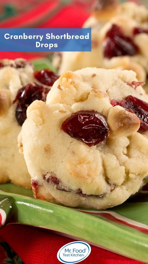 Cranberry White Chocolate Shortbread Cookies, White Chocolate Chip Cranberry Shortbread Cookies, Cranberry Cookies White Chocolate, White Chocolate Cranberry Shortbread, Drop Shortbread Cookies, Cranberry White Chocolate Shortbread, Dried Cranberry Cookies Recipes, Cranberry Almond Shortbread Cookies, Cranberry Shortbread