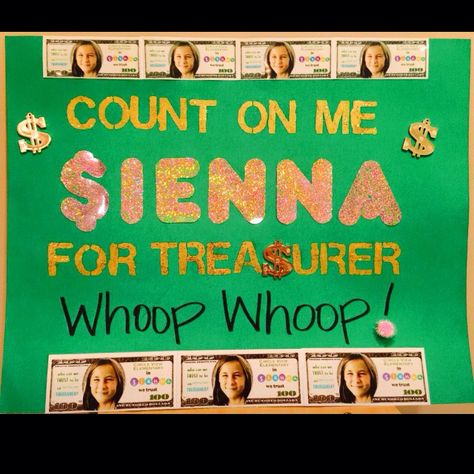 Class treasurer poster Treasurer Poster Ideas, Campaign Posters Design, Campaign Posters Design Ideas, Student Government Posters, School Campaign Ideas, Posters Design Ideas, School Campaign Posters, School Campaign, Student Council Campaign Posters