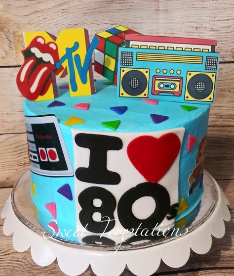 80s theme Cake 1980s Cake, Birthday Cake Images, 80s Party Decorations, 80s Birthday Parties, 80 Birthday Cake, 80s Theme Party, 30 Birthday Cake, 80s Theme, 40th Birthday Cakes