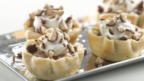 Mini Malted Milk French Silk Pies - French silk pie gets a flavor update with malted milk powder. Mini Pie Crust, Malted Milk Balls, French Silk Pie, Tartlets Recipe, Silk Pie, Refrigerated Pie Crust, Malted Milk, Pie Crust Recipes, French Silk