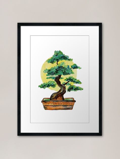 "Bonsai Tree Sunshine" Framed Art Print by Zeichenbloq | Redbubble Bonsai Painting Acrylic, Bonsai Painting, Bonsai Tree Painting, Buy Bonsai Tree, Minimalist Movie Poster, Unique Art Prints, Foil Art, Etsy Art, Modern Art Prints