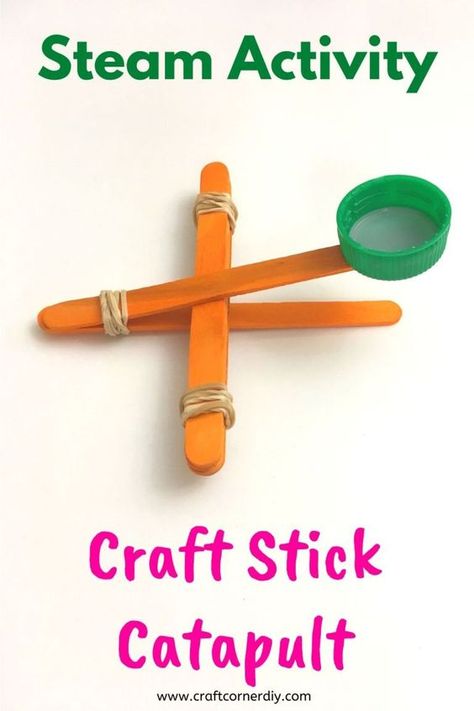 Easy Craft Stick Catapult: STEAM Activity | Medieval Crafts For Kids, Catapults For Kids, Catapult Craft, Catapult Diy, Marshmallow Catapult, Museum Activities, Catapult For Kids, Diy Catapult, Stem Camp