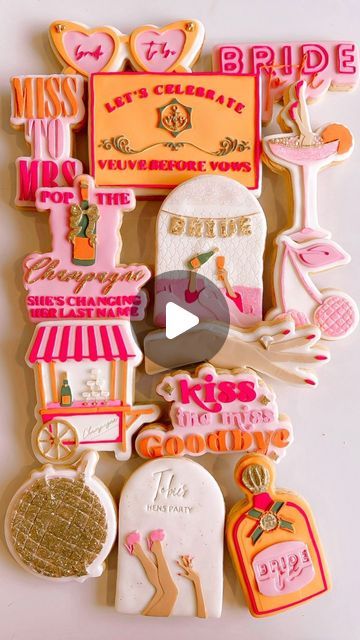 COOKIES KITCHEN CO on Instagram: "VEUVE BEFORE VOWS 🍾👰🏼‍♀️💍✨🎀🍒
•
•
The CUTEST set ever coming out of the B.E stamp house and I seriously am SO obsessed with every single design! 🍒 So so so many newbies to freshen up and make all your bridal sets POP! So beyond grateful for Lisa and Rob for bringing my ideas to life, months in making and she’s here! ✨🌸
•
•
•
•
#cookiepacks #cookieembosser #cookiestamps #customcookies #personalisedcookies #custommade #personalisedcookiepacks #decoratedcookies #goldcoastcookies #brisbanecookies #sugarcookies #smallbusinessaustralia #sugarcookiesofinstagram #colourmillmade #customcookiepacks #fondantcookies #bridalcookies #henscookies #bridalshower #bridalshowercookies #hensparty #veuvebeforevows #veuvecookies #popthechampagne" Veuve Cookies, Veuve Before Vows, Champagne Bachelorette, Champagne Bachelorette Party, Bachelorette Cookies, Bridal Cookies, Beyond Grateful, Bridal Shower Cookies, Fondant Cookies