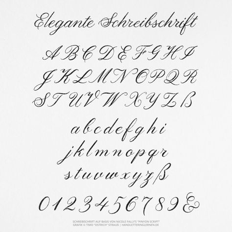 Entdecke komplette Schreibschrift-Alphabete als Vorlage für deine Schriftzüge und Handletterings! Schreibschriften sind die perfekte Basis für geschwungene Hand- und Brushletterings. Du kannst sie Schritt für Schritt lernen, falls du die Basis-Linienführung noch nicht beherrschst. Art Business, Abc, Alphabet, Finding Yourself, Writing, Tattoos, Art