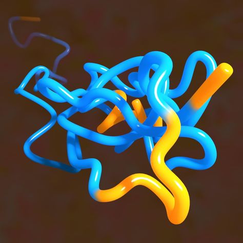 Folded and Unfolded Protein Chain 3D Model #AD ,#Unfolded#Folded#Protein#Model Protein Folding, Beauty Website, Low Poly, Website Design, Models, Chain