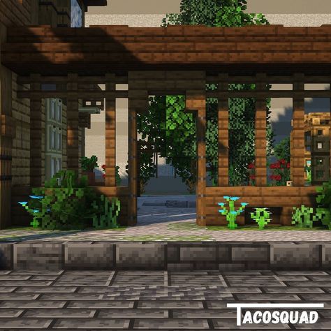 TacoSquad (@tacosquad.mc) • Instagram photos and videos Minecraft Porch Design, Minecraft Smoker House, Minecraft Area Ideas, Minecraft Jazz Club, Minecraft Tennis Court, Minecraft Courtroom, Minecraft Storehouse, Minecraft Ladder Design, Minecraft Temple Interior