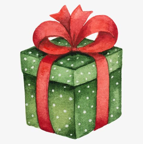 Library Christmas, Box Vector, Rolling Ring, Watercolor Vector, Gift Vector, Christmas Paintings On Canvas, Gift Drawing, Material Library, Christmas Card Art