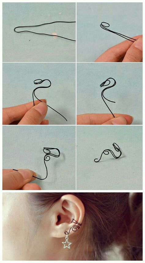 Diy Earrings Out Of Random Things, Earcuffs Diy How To Make, How To Make Cuff Earrings, Diy Ear Rings, Wire Accessories Diy, Easy Diy Jewelry Earrings, How To Make Ear Cuffs, Diy Earcuffs, Wire Art Easy