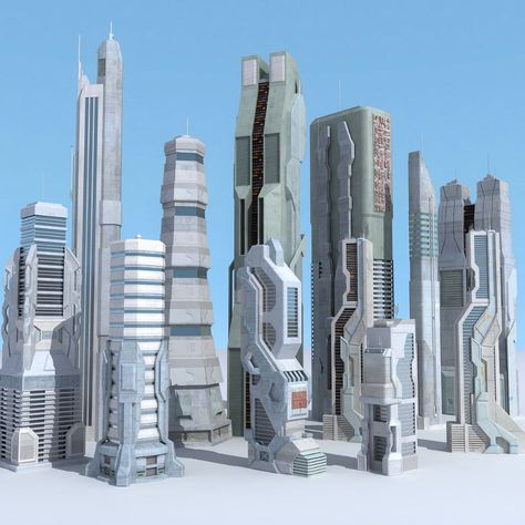 Sci Fi City Futuristic Architecture, Cyberpunk Building, Scifi Building, Futuristic Cityscape, Sci Fi Building, Sci Fi Architecture, Futuristic Building, Bangunan Minecraft, Future Buildings