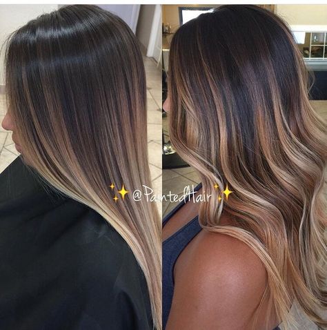 Brunette Balayage, Brunette Hair With Highlights, Brunette Balayage Hair, Brown Hair Balayage, Balayage Brunette, Brown Blonde Hair, Ombre Hair Color, Long Blonde, Short Hairstyle