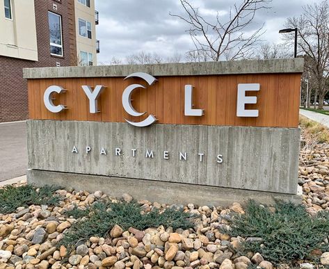 Ad Light Group | Cycle Apartments | Glass ADA, Monument Monument Signage, Monument Signs, Custom Light Fixtures, Entry Signs, Exterior Signage, Company Work, Custom Signage, Sign Ideas, Fort Collins