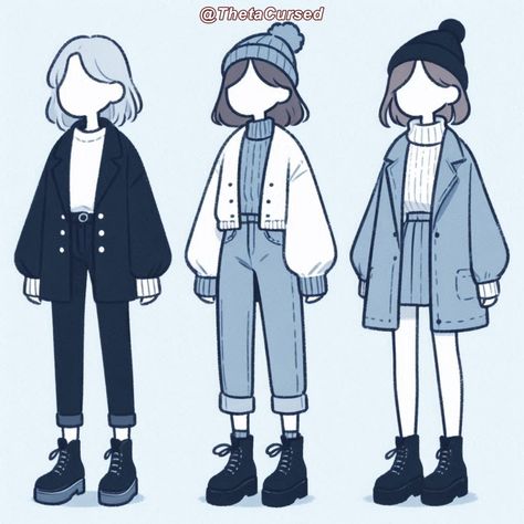 Winter Outfits Drawing, Clothes Sketch, Warm Outfit, Winter Outfits Aesthetic, Humanoid Creatures, Female Clothes, Aesthetic Outfit Ideas, Drawing Prompt, Drawing Clothes