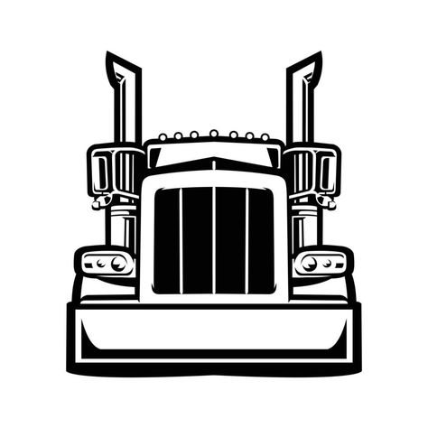 Semi Truck Silhouette, Truck Outline, Truck Silhouette, Black And White Vector, Gravity Falls Bill, Sticker Ideas, Clipart Black And White, Semi Truck, Printing Business