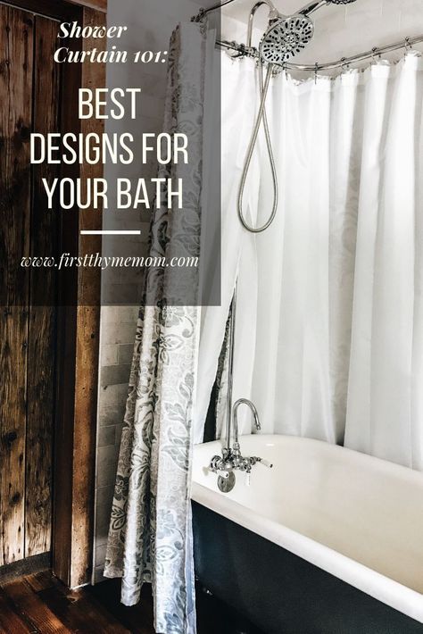 Colorful Shower Curtains With Print For Your Freestanding Bath Tub. Best Shower Curtains For Your Bathroom. Stylish shower curtains. Colorful shower curtains. Rustic farmhouse bath tub. #shower #curtain #bath #tub Sink Stand, Curtains Colorful, Rustic Shower Curtains, Lake House Bathroom, Stylish Shower Curtain, Standing Tub, Curtains Decor, Rustic Shower, Colorful Shower Curtain