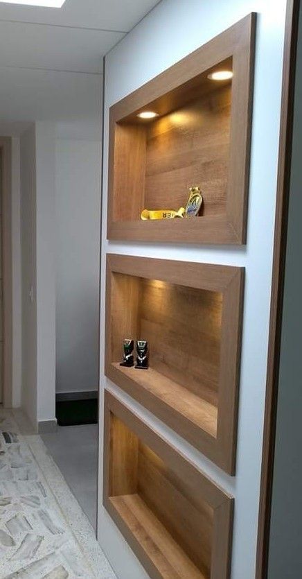 Modern Wall Niche, Wall Niche Ideas, سلالم حلزونية, Rustic Corner Shelf, Recessed Wall Niche, Wall Niches, Niche Modern, Corner Shelf Design, Modern Wall Shelf