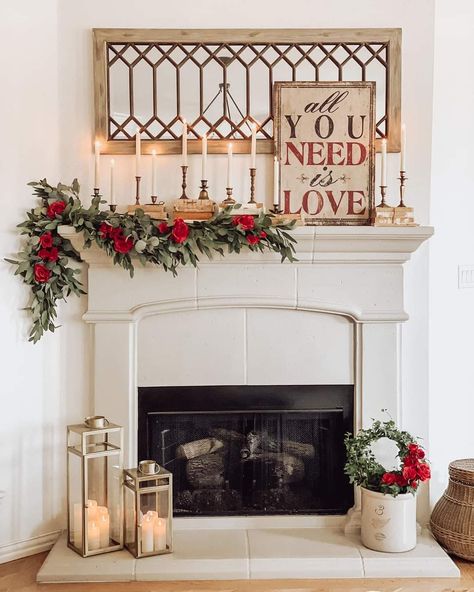 Valentines Day Fireplace Decor Mantles, Valentine Decor Fireplace Mantels, Fireplace Valentine Decor Mantle Ideas, Valentines Fireplace Decorations Mantels, Valentines Decor Mantle, Valentine's Mantle Decor, Mantle Valentine Decorating Ideas, Valentines Day Garland Mantels, Valentines Decorations For Home Mantels