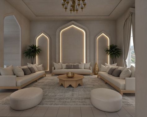 Islamic Interior Design Living Rooms, Arabic Style Living Room, Islamic Living Room, Modern Arabic Interior, Sitting Room Interior Design, Arabic Living Room, Arabic Interior Design, Islamic Interior Design, Dining Room Design Luxury