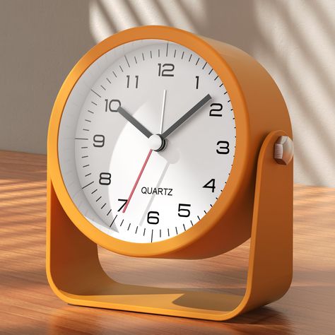 PRICES MAY VARY. 【Compact & Versatile】This charming analog alarm clock, measuring 3.5 x 1.4 x 3.9 inches, is perfect for any space from bedrooms to office desks. Its petite size and durable metal construction make it ideal for home and travel alike. 【Adjustable Viewing Angle】Easily customize the angle of the desk clock face for optimal viewing, whether it is placed on a table, bedside, or bathroom shelf. 【Premium Design】 Crafted from sturdy metal with a sleek finish, this cute desk clock not onl Room Decor Orange, Living Room Decor Orange, Kids Living Room, Analog Alarm Clock, Cute Table, Alarm Clocks, Cute Desk, Bedroom Kids, Desk Clock