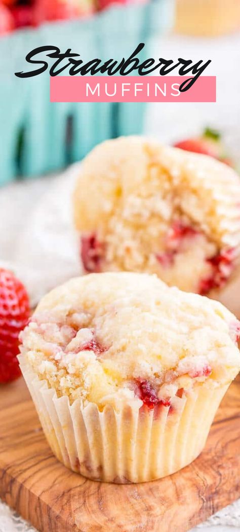 These Strawberry Coffee Cake Muffins are made with sweet fresh berries and buttermilk and topped with a delicious sugar and butter crumble! via @sugarandsoulco Strawberry Coffee Cake, Strawberry Baking, Coffee Cake Muffin Recipes, Fresh Strawberry Muffins, Best Muffin Recipe, Breakfast Strawberry, Strawberry Muffin Recipes, Breakfast Casserole With Biscuits, Strawberry Coffee