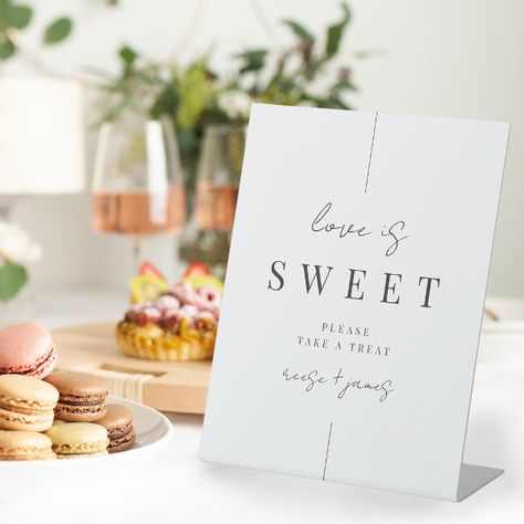 Modern Minimal Script Wedding Dessert Table Pedestal Sign Elegant Dessert Table, Serif Lettering, Dessert Table Sign, Table Pedestal, Wedding Reception Signs, Wedding Festivities, Wedding Dessert Table, Tabletop Signs, Reception Signs