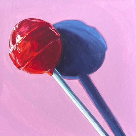 Lolipop Art, Cherry Lollipop, Lollipop Painting, Lollipop Drawing, Lollipop Illustration, Lollipop Aesthetic, Candy Painting, Lollipop Art, Painting References