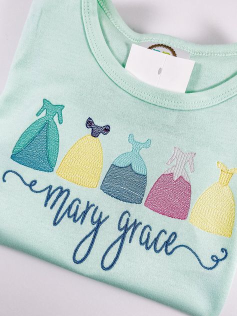 Disney Kids Shirts, Toddler Disney Shirts, Girls White Shirt, Kids Disney Shirts, Mint Green Shirts, Magic Princess, Mint Shirt, Embroidery Shirts, Mint Shorts