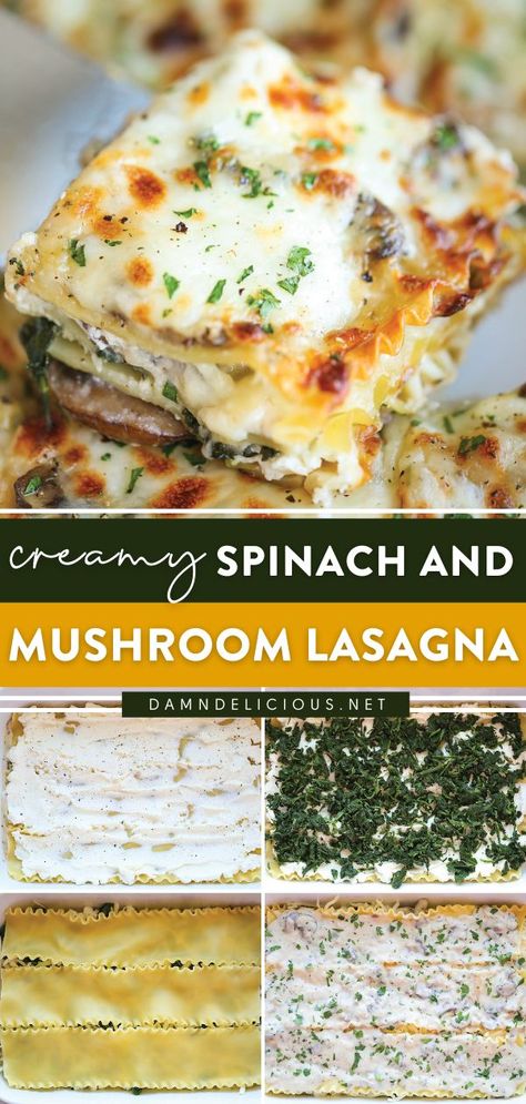 Spinach And Mushroom Lasagna, Dinner Lasagna, Mushroom Lasagna Recipe, Lasagna Vegan, Spinach Mushroom Lasagna, Spinach Vegan, Mushroom Lasagna, Spinach And Mushroom, Mushroom Spinach