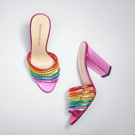 Slippers Heels, Rainbow Heels, Rainbow Shoes, Tamara Mellon, Heels Sneakers, Funky Shoes, Red Lehenga, Popsugar Fashion, Shoe Inspo