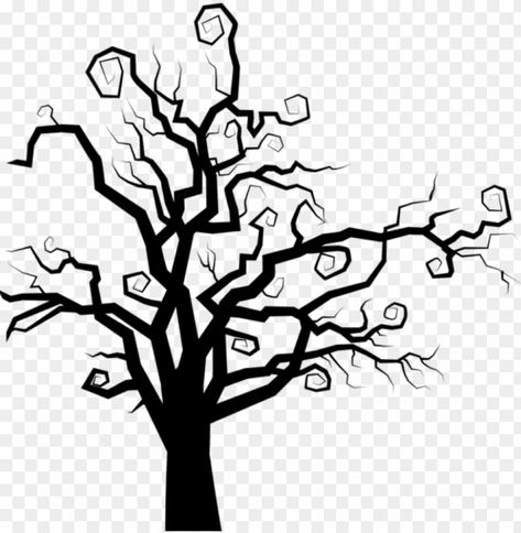 Tree Silhouette Photography, Spooky Tree Silhouette, The Halloween Tree, White Flower Png, Tree Silhouette Tattoo, Dandelion Drawing, Tree Clip Art, Fall Leaf Decor, Spooky Tree