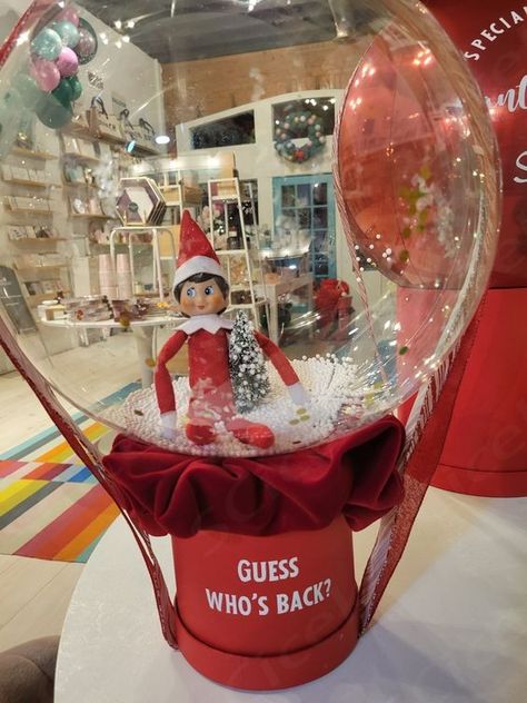 Hot Air Balloon Elf Arrival, Elf On The Shelf Balloon Arrival Ideas, Balloon Elf On The Shelf Ideas, Elf On The Shelf Balloon Ideas, Elf Arrival Balloon Ideas, Elf Balloon Ideas, Elf On The Shelf Balloon Arrival, Elf In A Balloon, Elf On The Shelf Back