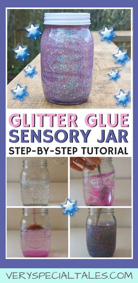 Sensory Bottles Diy, Glitter Calming Jar, Family Arts And Crafts, Calming Jars, Relaxing Crafts, Diy Sensory Bottles, Glitter Jars Diy, Sensory Jars, Glitter Sensory Bottles