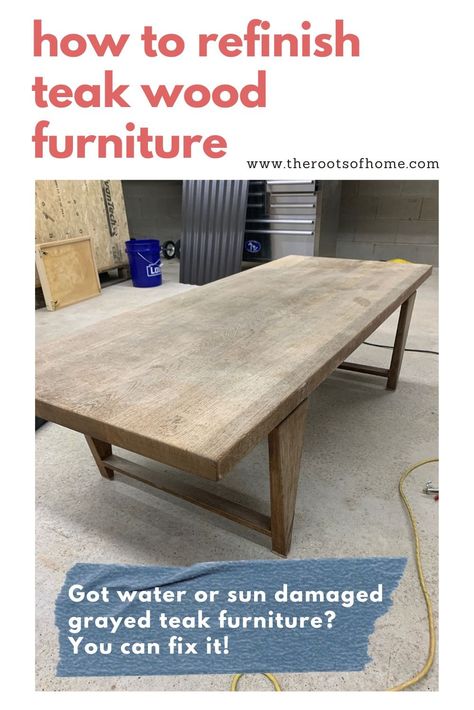 a teak wood coffee table that is gray in color because of water and sun exposure Restore Teak Furniture, Coffee Table Refinish, Stripping Furniture, Glamour Home, Weathered Teak, Teak Wood Furniture, Teak Oil, Teak Chairs, Teak Table