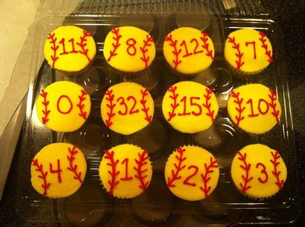 Softball Snacks, Softball Cakes, Softball Cupcakes, Softball Treats, Softball Party Ideas, Softball Cake, Softball Birthday Parties, Softball Banquet, Softball Birthday