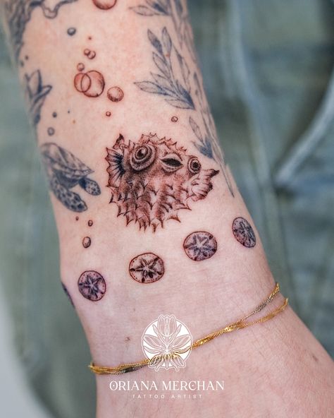 Smiling Puffer   #pufferfish #oceantattoo #statuetattoo #tattooinspo #fineline #dainty #miamitattoo #fineline #miami #dainty #tattooinspo #realistic #girlytattoo #cutetattoo #inked Sleeve Ocean Tattoo, Pufferfish Tattoo, Puffer Fish Tattoo, Underwater Tattoo, Interesting Tattoos, Tattoo Fine Line, Ocean Tattoo, Miami Tattoo, Statue Tattoo