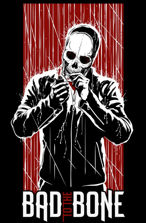 Bad to the Bone on Behance Skulls And Bones, Biker Art, Skull Artwork, Skeleton Art, To The Bone, Bad To The Bone, Cover Art Design, A Skeleton, Skull Wallpaper