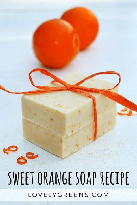 Sweet Orange Soap Recipe by Lovely Greens #soapmaking #soaprecipe #orangerecipe Orange Soap Recipe, Cedar Essential Oil, Săpunuri Handmade, Orange Soap, Cold Process Soap Recipes, Soap Making Recipes, Soap Recipe, Soap Making Supplies, Homemade Soap Recipes